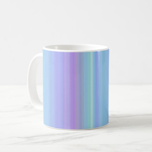 Pastel Blue Lila Green Stripes Tasse (Vorderseite Links)