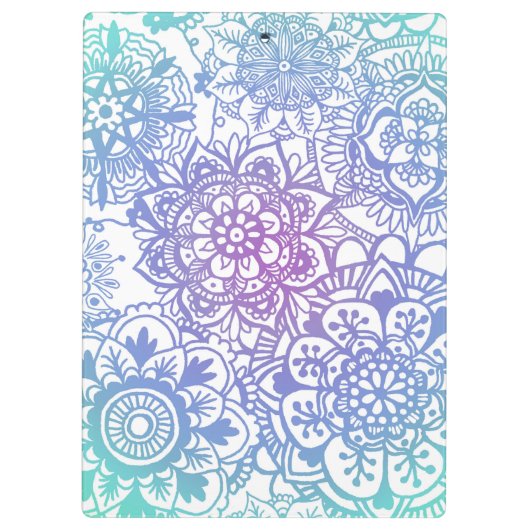 Pastel Blue Lila Mandala Pattern Klemmbrett (Rückseite)