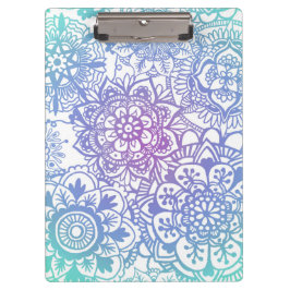 Pastel Blue Lila Mandala Pattern Klemmbrett