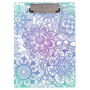 Pastel Blue Lila Mandala Pattern Klemmbrett