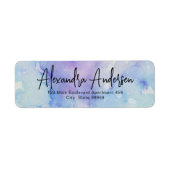 Pastel Blue Lila Watercolor Modernes Script Label (Vorne)