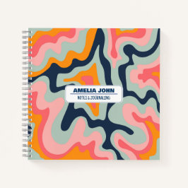 Pastel Blue Liquid Retro Colors CustomNotebook Notizblock