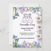 Pastel Blue Little Blume Bud Floral Baby Dusche Einladung (Vorderseite)