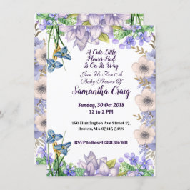 Pastel Blue Little Blume Bud Floral Baby Dusche Einladung