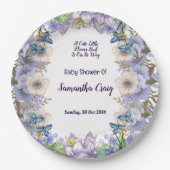 Pastel Blue Little Blume Bud Floral Baby Dusche Pappteller (Vorderseite)