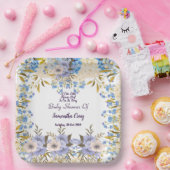 Pastel Blue Little Blume Bud Floral Baby Dusche Pappteller (Party)