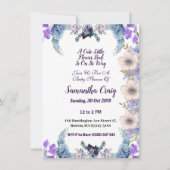 Pastel Blue Little Blume Bud Lilac Babydusche Einladung (Vorderseite)