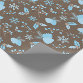 Pastel Blue Mistletoe Snowflakes Geschenkpapier (Ecke)