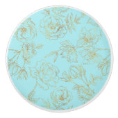 Pastel Blue mit Gold-Rose-Konturen Keramikknauf (Vorderseite)