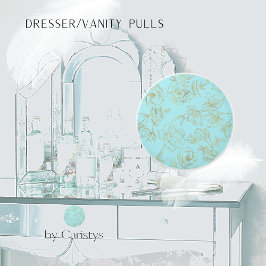 Pastel Blue mit Gold-Rose-Konturen Keramikknauf