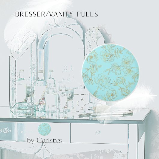 Pastel Blue mit Gold-Rose-Konturen Keramikknauf