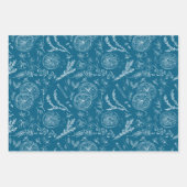 Pastel Blue & Navy Warmer Winter Weihnachten Kunst Geschenkpapier Set (Vorderseite 3)