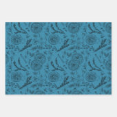 Pastel Blue & Navy Warmer Winter Weihnachten Kunst Geschenkpapier Set (Vorderseite 2)