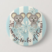 Pastel Blue Niedlich Baby Koala Mama to be of Twin Button (Vorderseite)