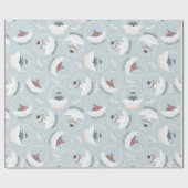 Pastel Blue Niedlich Snowman Snowglobe Weihnachten Geschenkpapier (Flach)