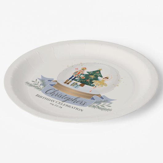 Pastel Blue Nutcracker Weihnachtsfeier Pappteller (Schrägansicht)