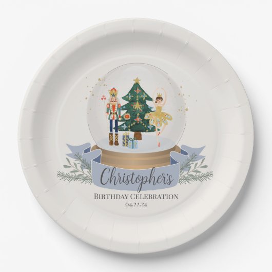 Pastel Blue Nutcracker Weihnachtsfeier Pappteller (Vorderseite)