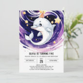 Pastel Blue Ocean Dolphin Geburtstag Einladung (Stehend Vorderseite)