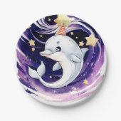 Pastel Blue Ocean Dolphin Geburtstag Pappteller (Vorderseite)