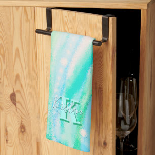 Pastel Blue Oceanscape Alkohol Tinte Geschirrtuch