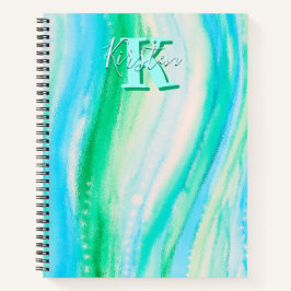 Pastel Blue Oceanscape Alkohol Tinte Notizblock