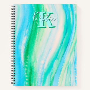 Pastel Blue Oceanscape Alkohol Tinte Notizblock