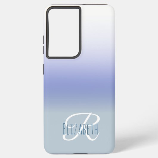 Pastel Blue Ombre Anfangsbuchstaben Monogram Samsung Galaxy Hülle (Rückseite)
