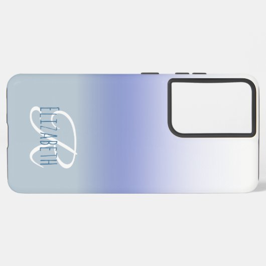 Pastel Blue Ombre Anfangsbuchstaben Monogram Samsung Galaxy Hülle (Linke Seite)
