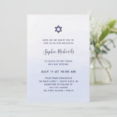 Pastel Blue Ombre Watercolor | Bat Mitzvah Einladung (Stehend Vorderseite)