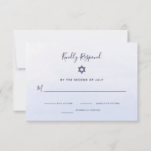 Pastel Blue Ombre Watercolor   Bat Mitzvah RSVP Karte