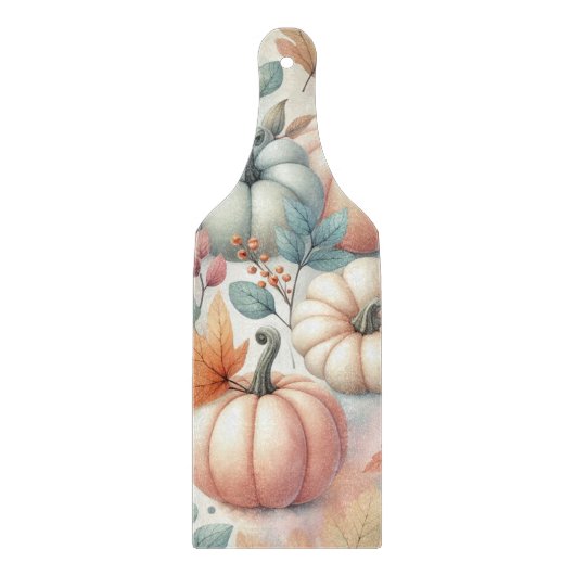 PASTEL BLUE & ORANGE FALL PUMPKINS SCHNEIDEBRETT (Vorderseite)