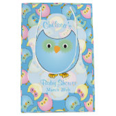 Pastel Blue Owl Baby Showthema Mittlere Geschenktüte (Vorderseite)