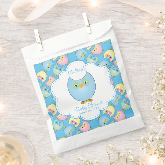 Pastel Blue Owl Babydusche Thema Gefallen Beutel Geschenktütchen (Ausgeschnitten)