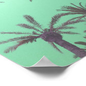 Pastel Blue Palm Trees Sunset Foto Print Poster (Ecke)