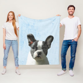 Pastel Blue Peekaboo Boston Terrier Puppy Kinderzi Fleecedecke