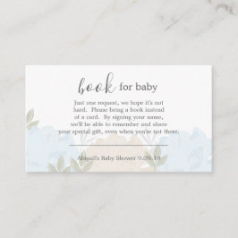 Pastel Blue Peonies Book Request Baby Dusche Begleitkarte