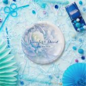 Pastel Blue Peony Wedding Custom Paper Teller (Party)