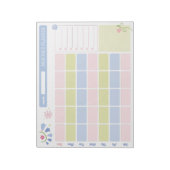 Pastel Blue Pink Cute Monthly Planner Notepad 11x8 Notizblock (Rotiert)
