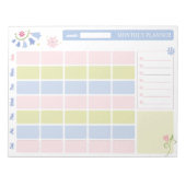 Pastel Blue Pink Cute Monthly Planner Notepad 11x8 Notizblock (Vorderseite)