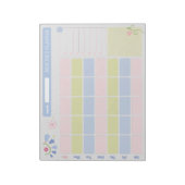 Pastel Blue Pink Cute Monthly Planner Notepad 11x8 Notizblock (Rotiert)