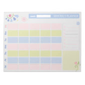 Pastel Blue Pink Cute Monthly Planner Notepad 11x8 Notizblock (Vorderseite)