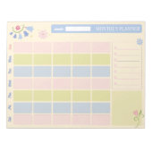 Pastel Blue Pink Cute Monthly Planner Notepad 11x8 Notizblock (Vorderseite)