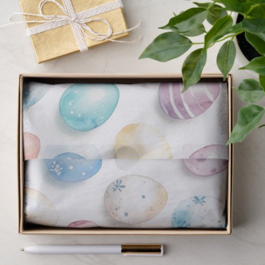 Pastel Blue Pink Easter Egg Pattern  Seidenpapier (Geschenk)