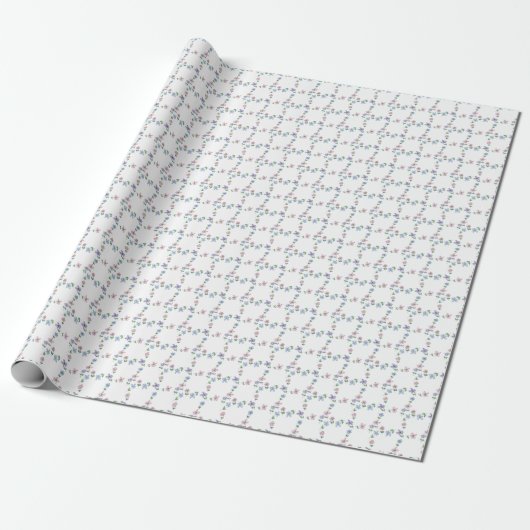 Pastel blue pink flower grid geschenkpapier (Ungerollt)