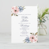 Pastel Blue Pink Lila Blume Hochzeit Einladung (Stehend Vorderseite)