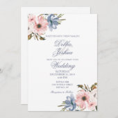 Pastel Blue Pink Lila Blume Hochzeit Einladung (Vorne/Hinten)
