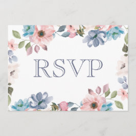 Pastel Blue Pink Lila Blume Hochzeit RSVP Einladung