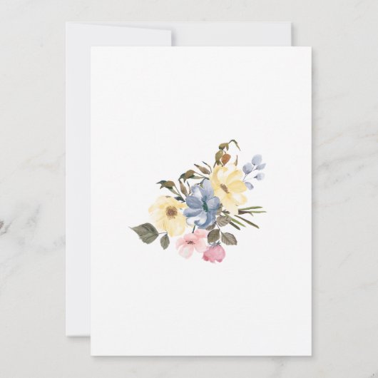 Pastel Blue Pink Lila Blume Hochzeit Verlobung Einladung (Rückseite)