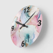 PASTEL BLUE PINK MARBLE INSPIRIERT WANDSCHALTER RUNDE WANDUHR (Winkel)