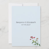 Pastel blue pink red green flowers RSVP Einladung (Rückseite)